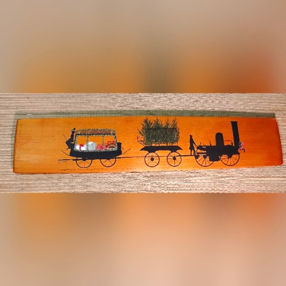 Vintage Wood Wall Decor Silhouette Painting On Cypress Wood